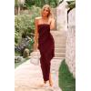 imagePRETTYGARDEN Summer Wedding Guest Dresses for Women 2025 Strapless Tube Ruffle Elegant Dinner Cocktail Long DressWine Red