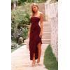 imagePRETTYGARDEN Summer Wedding Guest Dresses for Women 2025 Strapless Tube Ruffle Elegant Dinner Cocktail Long DressWine Red