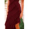 imagePRETTYGARDEN Summer Wedding Guest Dresses for Women 2025 Strapless Tube Ruffle Elegant Dinner Cocktail Long DressWine Red