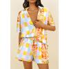 imagePRETTYGARDEN Women Summer 2 Piece Beach Outfits Printed Short Sleeve Tops Lounge Shorts Casual Tracksuit SetMulti Print