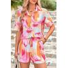 imagePRETTYGARDEN Women Summer 2 Piece Beach Outfits Printed Short Sleeve Tops Lounge Shorts Casual Tracksuit SetPink