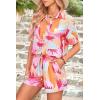 imagePRETTYGARDEN Women Summer 2 Piece Beach Outfits Printed Short Sleeve Tops Lounge Shorts Casual Tracksuit SetPink