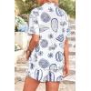 imagePRETTYGARDEN Women Summer 2 Piece Beach Outfits Printed Short Sleeve Tops Lounge Shorts Casual Tracksuit SetWhite Blue