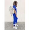 imagePRETTYGARDEN Women Summer Two Piece Outfits Striped Short Sleeve Pullover and Long Pants Tracksuit Travel Pajama Lounge SetRoyal Blue