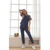 imagePRETTYGARDEN Women Summer Two Piece Outfits Striped Short Sleeve Pullover and Long Pants Tracksuit Travel Pajama Lounge SetZdark Blue