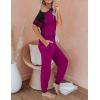 imagePRETTYGARDEN Women Summer Two Piece Outfits Striped Short Sleeve Pullover and Long Pants Tracksuit Travel Pajama Lounge SetZpurple