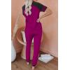 imagePRETTYGARDEN Women Summer Two Piece Outfits Striped Short Sleeve Pullover and Long Pants Tracksuit Travel Pajama Lounge SetZpurple