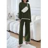 imagePRETTYGARDEN Womens 2 Piece Fall Knit Sweater Set Long Sleeve Tops Wide Leg Pants Sweatsuit Tracksuit Outfit Winter ClothingArmy Green