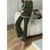 imagePRETTYGARDEN Womens 2 Piece Fall Knit Sweater Set Long Sleeve Tops Wide Leg Pants Sweatsuit Tracksuit Outfit Winter ClothingArmy Green