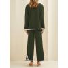 imagePRETTYGARDEN Womens 2 Piece Fall Knit Sweater Set Long Sleeve Tops Wide Leg Pants Sweatsuit Tracksuit Outfit Winter ClothingArmy Green