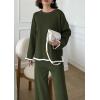 imagePRETTYGARDEN Womens 2 Piece Fall Knit Sweater Set Long Sleeve Tops Wide Leg Pants Sweatsuit Tracksuit Outfit Winter ClothingArmy Green