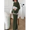 imagePRETTYGARDEN Womens 2 Piece Fall Knit Sweater Set Long Sleeve Tops Wide Leg Pants Sweatsuit Tracksuit Outfit Winter ClothingArmy Green