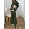 imagePRETTYGARDEN Womens 2 Piece Fall Knit Sweater Set Long Sleeve Tops Wide Leg Pants Sweatsuit Tracksuit Outfit Winter ClothingArmy Green