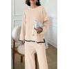 imagePRETTYGARDEN Womens 2 Piece Fall Knit Sweater Set Long Sleeve Tops Wide Leg Pants Sweatsuit Tracksuit Outfit Winter ClothingBeige