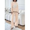 imagePRETTYGARDEN Womens 2 Piece Fall Knit Sweater Set Long Sleeve Tops Wide Leg Pants Sweatsuit Tracksuit Outfit Winter ClothingBeige
