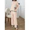 imagePRETTYGARDEN Womens 2 Piece Fall Knit Sweater Set Long Sleeve Tops Wide Leg Pants Sweatsuit Tracksuit Outfit Winter ClothingBeige