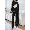 imagePRETTYGARDEN Womens 2 Piece Fall Knit Sweater Set Long Sleeve Tops Wide Leg Pants Sweatsuit Tracksuit Outfit Winter ClothingBlack