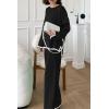 imagePRETTYGARDEN Womens 2 Piece Fall Knit Sweater Set Long Sleeve Tops Wide Leg Pants Sweatsuit Tracksuit Outfit Winter ClothingBlack