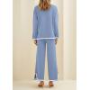 imagePRETTYGARDEN Womens 2 Piece Fall Knit Sweater Set Long Sleeve Tops Wide Leg Pants Sweatsuit Tracksuit Outfit Winter ClothingBlue