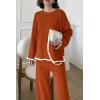 imagePRETTYGARDEN Womens 2 Piece Fall Knit Sweater Set Long Sleeve Tops Wide Leg Pants Sweatsuit Tracksuit Outfit Winter ClothingCaramel