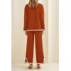imagePRETTYGARDEN Womens 2 Piece Fall Knit Sweater Set Long Sleeve Tops Wide Leg Pants Sweatsuit Tracksuit Outfit Winter ClothingCaramel