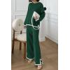 imagePRETTYGARDEN Womens 2 Piece Fall Knit Sweater Set Long Sleeve Tops Wide Leg Pants Sweatsuit Tracksuit Outfit Winter ClothingGreen