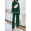 imagePRETTYGARDEN Womens 2 Piece Fall Knit Sweater Set Long Sleeve Tops Wide Leg Pants Sweatsuit Tracksuit Outfit Winter ClothingGreen