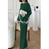 imagePRETTYGARDEN Womens 2 Piece Fall Knit Sweater Set Long Sleeve Tops Wide Leg Pants Sweatsuit Tracksuit Outfit Winter ClothingGreen