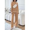 imagePRETTYGARDEN Womens 2 Piece Fall Knit Sweater Set Long Sleeve Tops Wide Leg Pants Sweatsuit Tracksuit Outfit Winter ClothingKhaki