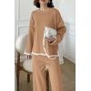 imagePRETTYGARDEN Womens 2 Piece Fall Knit Sweater Set Long Sleeve Tops Wide Leg Pants Sweatsuit Tracksuit Outfit Winter ClothingKhaki
