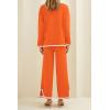 imagePRETTYGARDEN Womens 2 Piece Fall Knit Sweater Set Long Sleeve Tops Wide Leg Pants Sweatsuit Tracksuit Outfit Winter ClothingOrange