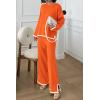 imagePRETTYGARDEN Womens 2 Piece Fall Knit Sweater Set Long Sleeve Tops Wide Leg Pants Sweatsuit Tracksuit Outfit Winter ClothingOrange