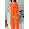 imagePRETTYGARDEN Womens 2 Piece Fall Knit Sweater Set Long Sleeve Tops Wide Leg Pants Sweatsuit Tracksuit Outfit Winter ClothingOrange