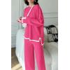 imagePRETTYGARDEN Womens 2 Piece Fall Knit Sweater Set Long Sleeve Tops Wide Leg Pants Sweatsuit Tracksuit Outfit Winter ClothingRose Red