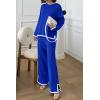 imagePRETTYGARDEN Womens 2 Piece Fall Knit Sweater Set Long Sleeve Tops Wide Leg Pants Sweatsuit Tracksuit Outfit Winter ClothingRoyal Blue