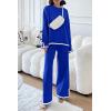 imagePRETTYGARDEN Womens 2 Piece Fall Knit Sweater Set Long Sleeve Tops Wide Leg Pants Sweatsuit Tracksuit Outfit Winter ClothingRoyal Blue