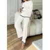 imagePRETTYGARDEN Womens 2 Piece Fall Knit Sweater Set Long Sleeve Tops Wide Leg Pants Sweatsuit Tracksuit Outfit Winter ClothingWhite