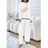 imagePRETTYGARDEN Womens 2 Piece Fall Knit Sweater Set Long Sleeve Tops Wide Leg Pants Sweatsuit Tracksuit Outfit Winter ClothingWhite