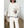 imagePRETTYGARDEN Womens 2 Piece Fall Knit Sweater Set Long Sleeve Tops Wide Leg Pants Sweatsuit Tracksuit Outfit Winter ClothingWhite