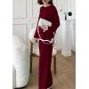 imagePRETTYGARDEN Womens 2 Piece Fall Knit Sweater Set Long Sleeve Tops Wide Leg Pants Sweatsuit Tracksuit Outfit Winter ClothingWine Red