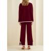 imagePRETTYGARDEN Womens 2 Piece Fall Knit Sweater Set Long Sleeve Tops Wide Leg Pants Sweatsuit Tracksuit Outfit Winter ClothingWine Red