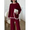 imagePRETTYGARDEN Womens 2 Piece Fall Knit Sweater Set Long Sleeve Tops Wide Leg Pants Sweatsuit Tracksuit Outfit Winter ClothingWine Red
