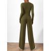 imagePRETTYGARDEN Womens 2 Piece Lounge Sets Asymmetrical Long Sleeve T Shirt Wide Leg Pants Casual Outfits TracksuitArmy Green