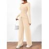 imagePRETTYGARDEN Womens 2 Piece Lounge Sets Asymmetrical Long Sleeve T Shirt Wide Leg Pants Casual Outfits TracksuitBeige