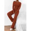 imagePRETTYGARDEN Womens 2 Piece Lounge Sets Asymmetrical Long Sleeve T Shirt Wide Leg Pants Casual Outfits TracksuitBrick Red