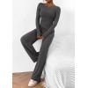 imagePRETTYGARDEN Womens 2 Piece Lounge Sets Asymmetrical Long Sleeve T Shirt Wide Leg Pants Casual Outfits TracksuitDark Grey