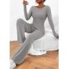 imagePRETTYGARDEN Womens 2 Piece Lounge Sets Asymmetrical Long Sleeve T Shirt Wide Leg Pants Casual Outfits TracksuitGrey