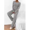 imagePRETTYGARDEN Womens 2 Piece Lounge Sets Asymmetrical Long Sleeve T Shirt Wide Leg Pants Casual Outfits TracksuitGrey