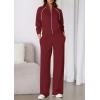 imagePRETTYGARDEN Womens 2 Piece Outfits Sweatsuits 2025 Fall Full Zip Sweatshirts Workout Pants Matching Lounge Sets TracksuitsBurgundy