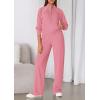imagePRETTYGARDEN Womens 2 Piece Outfits Sweatsuits 2025 Fall Full Zip Sweatshirts Workout Pants Matching Lounge Sets TracksuitsPink